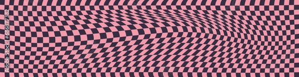 Obraz Psychedelic checkerboard, abstract groovy background in retro style