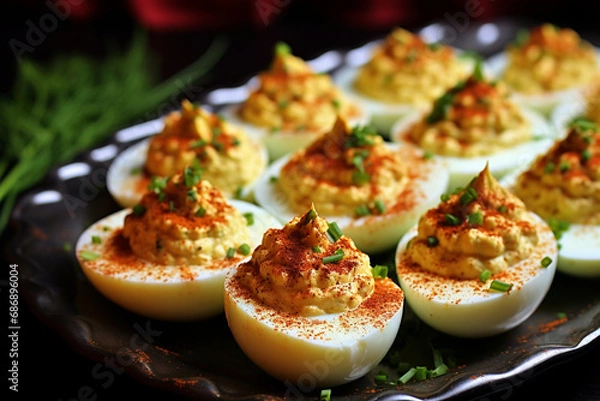 Fototapeta Classic Deviled Eggs with Paprika Sprinkle