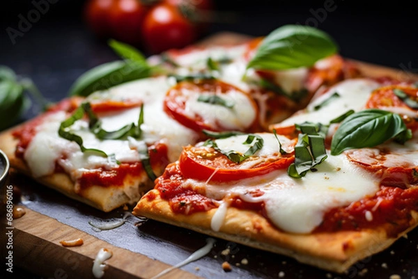Obraz Classic Margherita Flatbread Pizza Squares