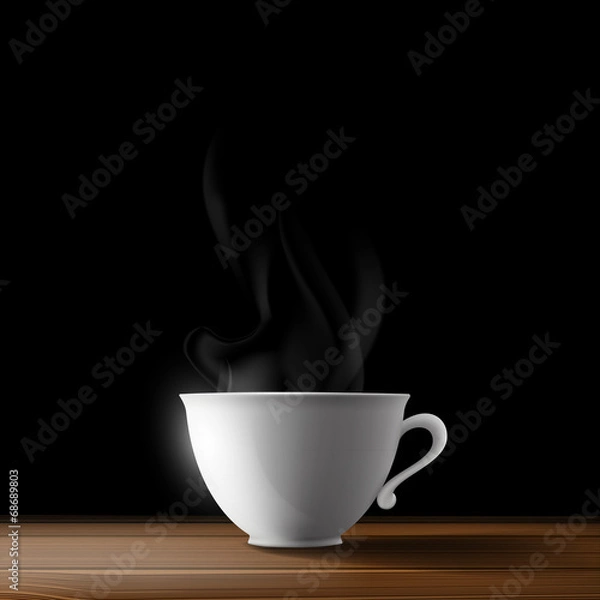 Fototapeta white cup on a wooden table