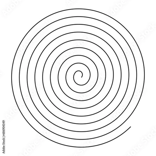 Fototapeta Spiral icon. Transparent black line in circle form. Single thin line spiral. Helix, curl, loop symbol. Flat design.