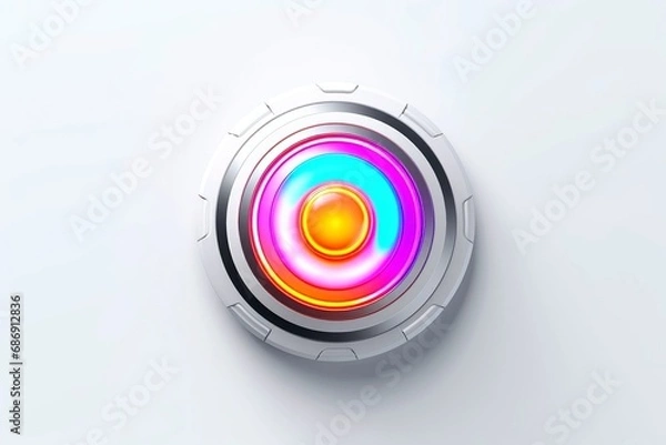 Fototapeta Abstract high tech multicolor button on white background