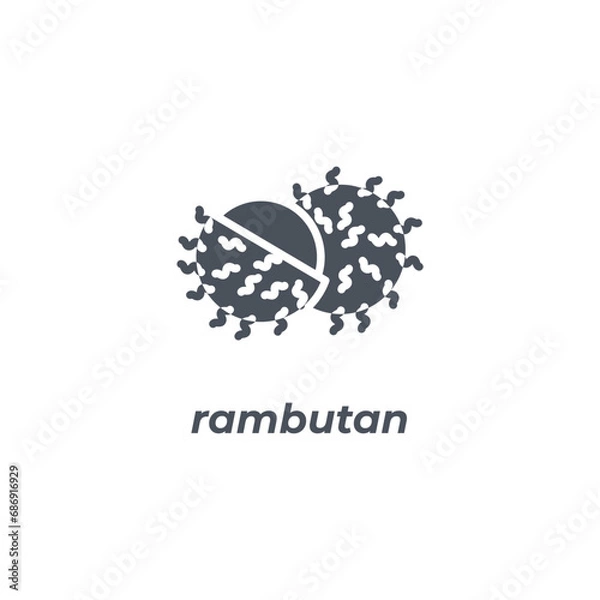 Fototapeta Vector sign of the rambutan symbol isolated on a white background. icon color editable.