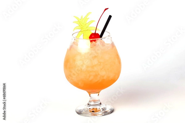 Obraz pineapple cocktail with a cherry