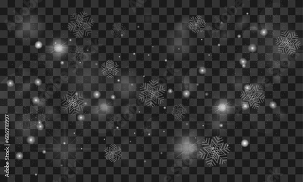 Fototapeta Vector snowy background with falling snowflakes