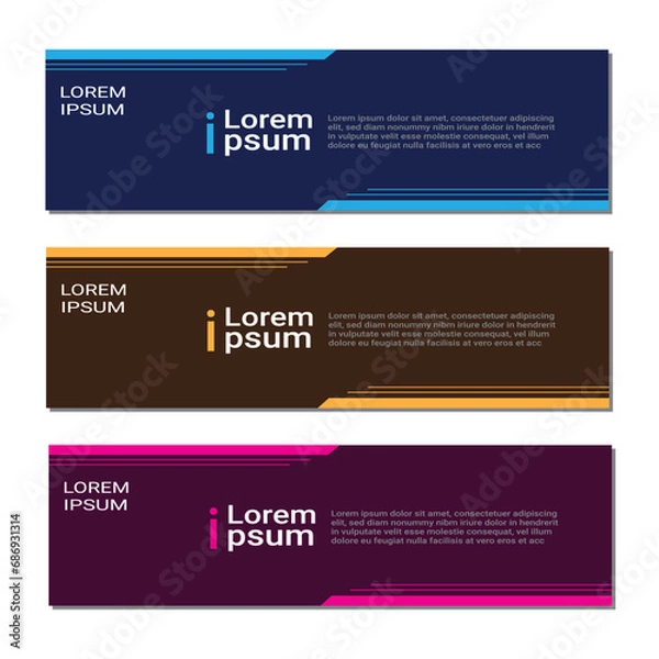 Fototapeta banner vector abstract design web template Set, Horizontal header web banner. Modern  cover header background for website design, Social Media Cover ads banner, invitation cards etc.
