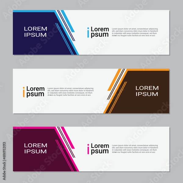 Fototapeta Vector abstract design banner 
template for websites. Set of web banner templates. Abstract social media cover design. Horizontal header background. 