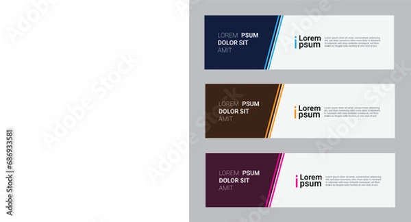 Fototapeta Modern banner design web template Set, Horizontal header web banner. collection of cover header backgrounds for website design, Social Media Cover ads banner, invitation card