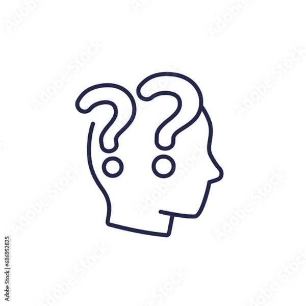 Fototapeta Confusion or uncertainty line icon, vector
