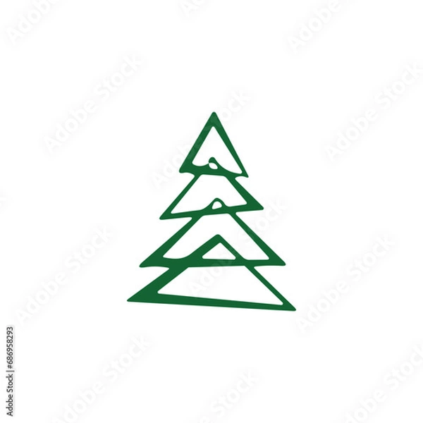 Obraz hand draw Christmas Tree vector icon on white background