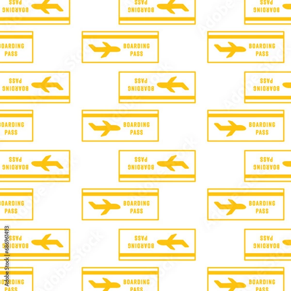 Fototapeta Digital png illustration of yellow boarding pass pattern on transparent background