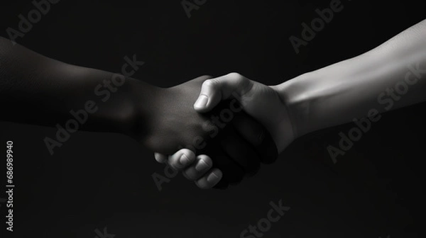 Obraz A firm handshake between two partners on isolated white background. Image. Generative Ai