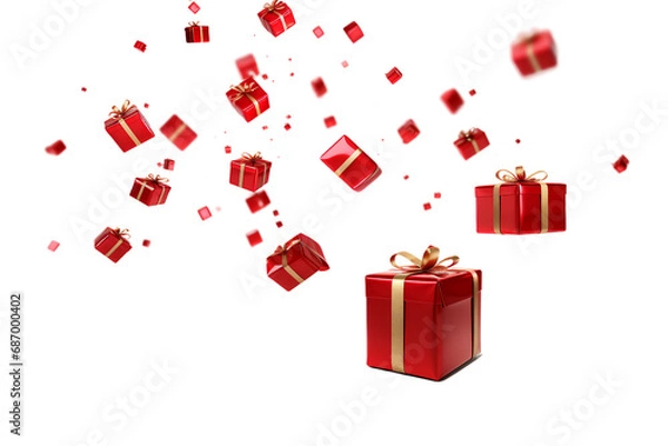 Obraz gift boxes falling on isolated background