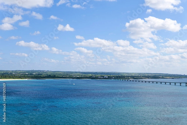 Obraz 来間島から望むエメラルドグリーンの海2