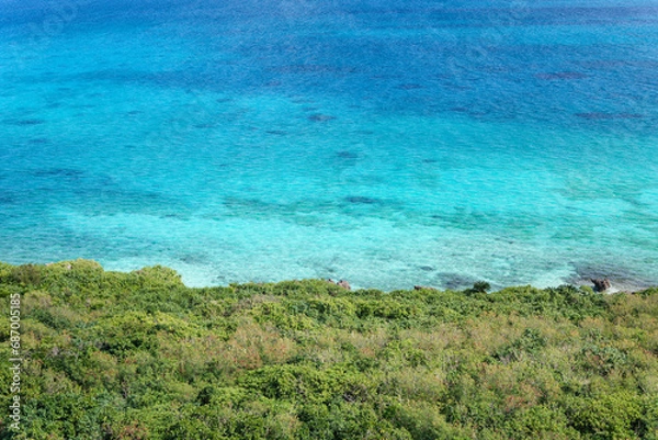 Obraz 来間島から望むエメラルドグリーンの海1