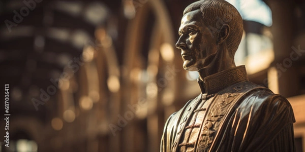 Fototapeta Bust/Statue of Niccolò di Bernardo dei Machiavelli, Italian diplomat, author, philosopher and historian who lived during the Renaissance.