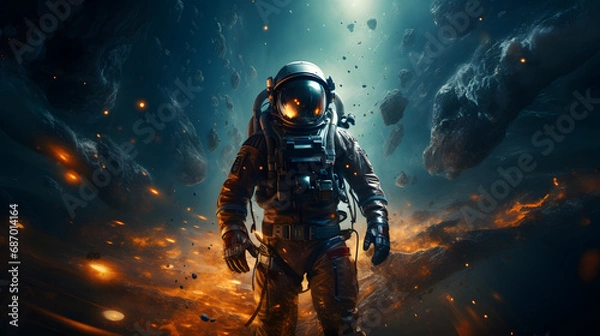 Fototapeta astronaut in the galaxy with milky way on the background