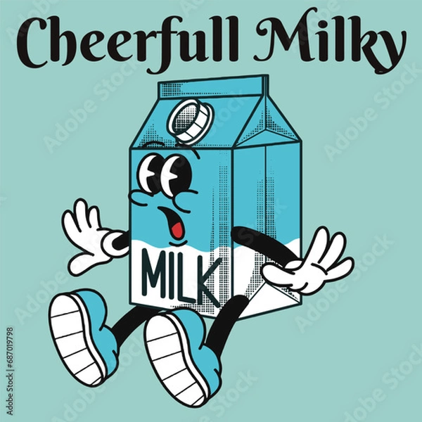 Fototapeta Milk Character Design With Slogan Cheerfull Milky