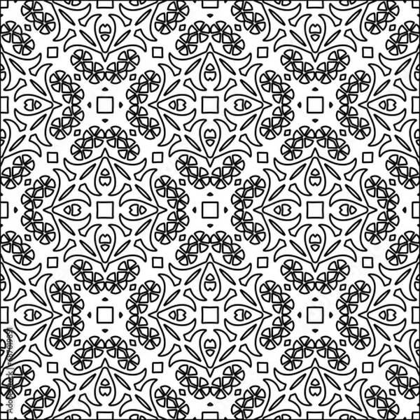 Fototapeta  Figures from lines.Abstract background. Black  pattern for web page, textures, card, poster, fabric, textile. Repeat pattern. 