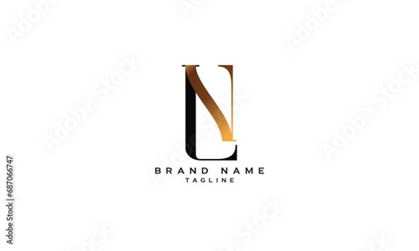 Fototapeta LN, NL, Abstract initial monogram letter alphabet logo design