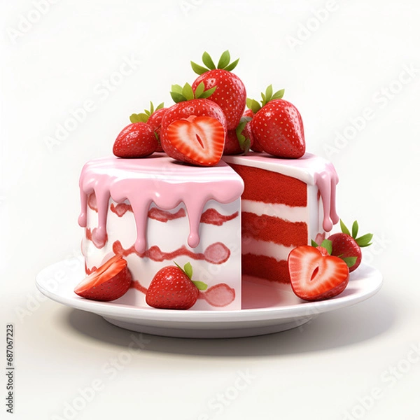 Obraz strawberry cake on a plate