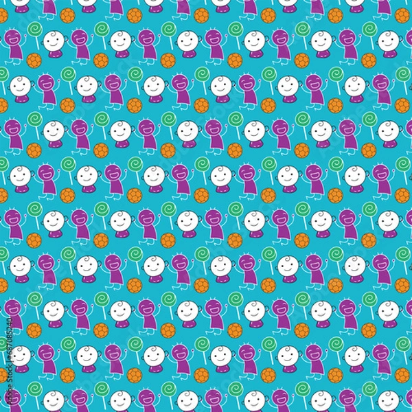 Fototapeta Abstract art background vector. Creative Hand drawn various shapes and doodle object elements for kids and school cover. abstract wall art for home earth, tone and pattern design.