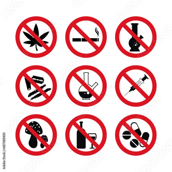 Fototapeta Drugs Prohibited Icon Set