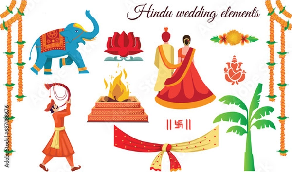 Obraz indian hindu wedding elements vector