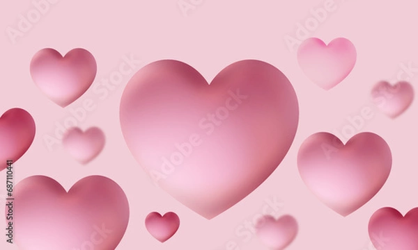 Fototapeta Abstract Soft light pink heart background with 3D pattern love graphics gradient pastel color for illustration wallpaper banner website digital presentation template background weddind Valentine's day
