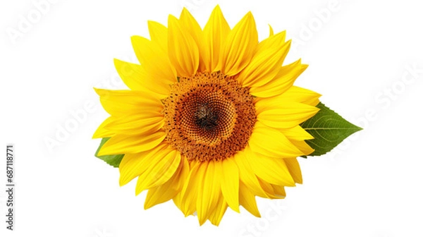 Fototapeta Sunflower isolated on transparent background, PNG image with background removed, Created with Generative Ai technology.