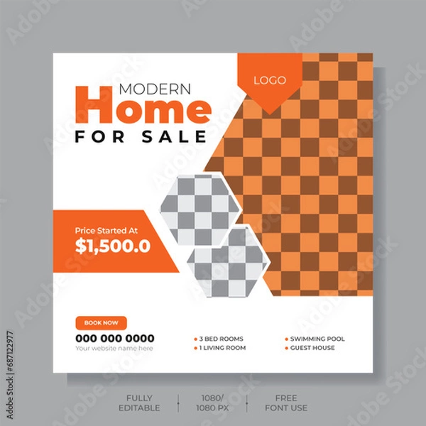 Fototapeta vector social media post template design for real estate and apartment promotion