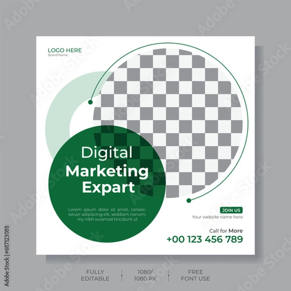 Obraz Digital marketing agency and corporate social media post or square web banner template