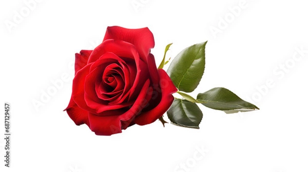 Fototapeta Red rose isolated on transparent background, PNG image with background removed, Created with Generative Ai technology.