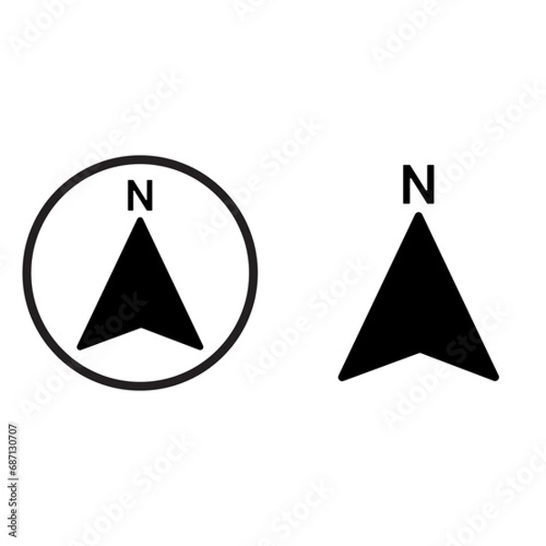 Fototapeta Arrow Compass Icon Vector Logo Template. North Direction.