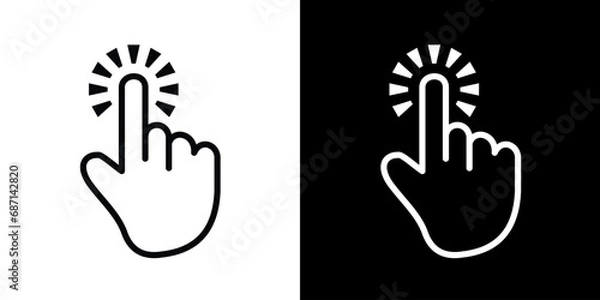 Fototapeta Finger touch icon. Black icon. Click. Finger. Finger Gesture