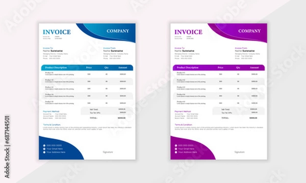 Fototapeta Invoice Design For business.