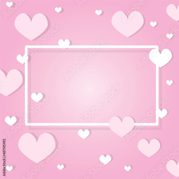 Fototapeta Valentine's day on pink background with hearts. Vector illustration