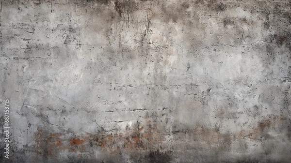 Obraz close up horizontal view of a ruined concrete wall background AI generated