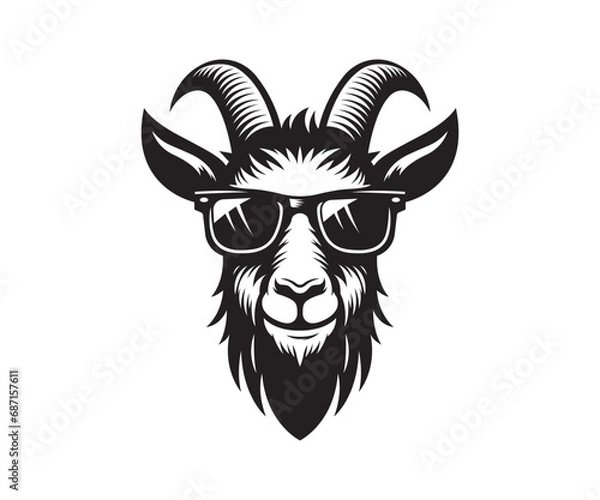 Obraz Cool Goat with Sunglasses Vector