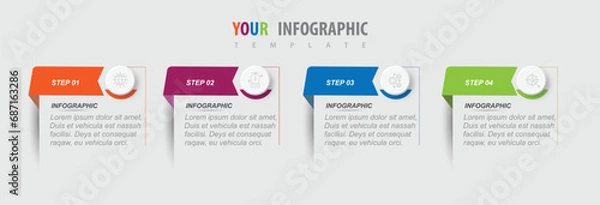 Fototapeta Modern abstract infographics with four steps or processes elements business concept illustration