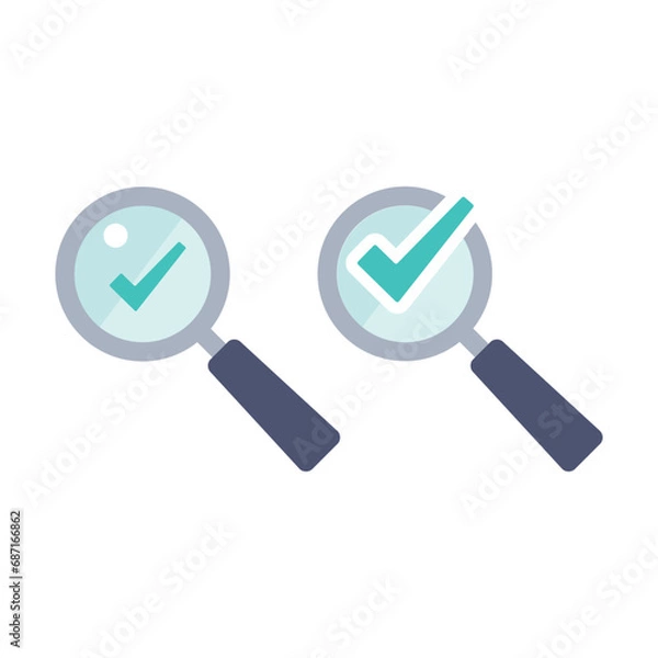 Fototapeta 虫眼鏡とチェックマーク