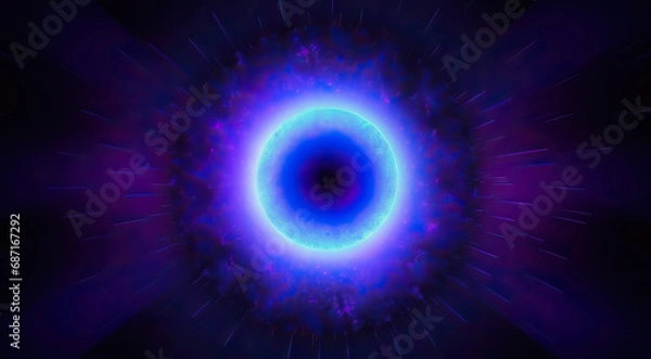 Fototapeta nuclear blue glowing core with explosive background