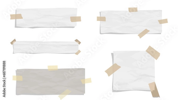 Fototapeta Piece of paper in png. Adhesive tape. Wrinkled texture. transparent background. Cut paper. Color.