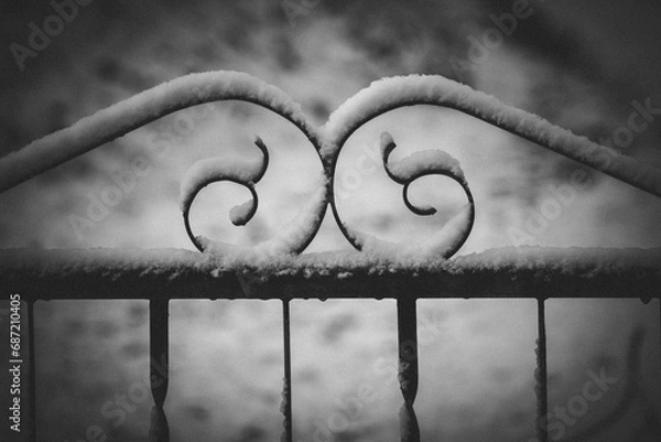 Obraz verschneiter Gartenzaun