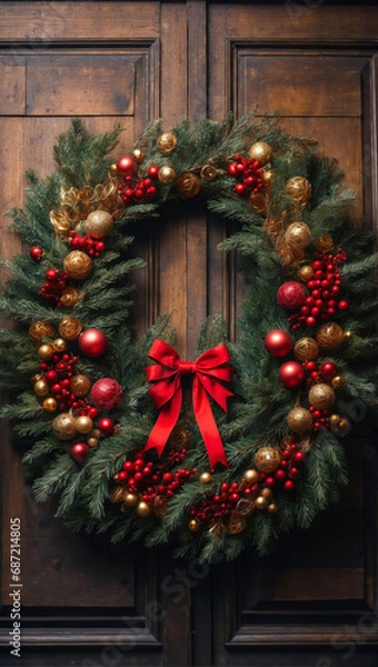 Fototapeta Weihnachtskranz, generated image