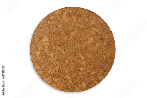 Fototapeta close up of round cork coaster  isolated,  transparent background, png