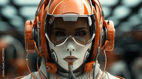 Obraz Female Cyber Robot with artificial intelligence.