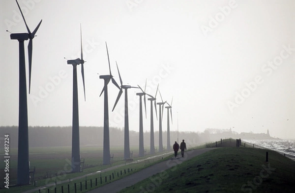 Fototapeta walking by the windpark