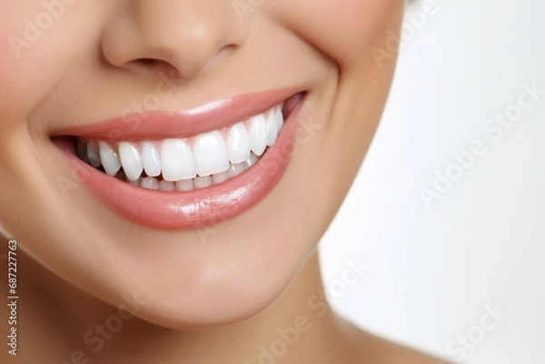 Fototapeta A Close-Up of a Woman's Smile with White Teeth