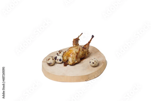 Obraz Fried quail with quail eggs